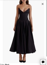 House of CB Lady Strapless Midi Dress in Scarlet