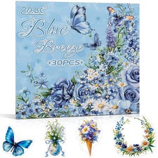Blue Butterfly Garden Stickers for Scrapbooking  Journaling, 30 Sheets PET