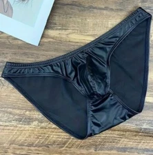 New Men's Sexy Leather Look Low Rise Brief w/Enhancing Contoured Pouch - Gay
