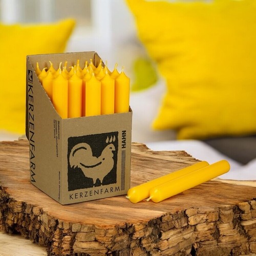 Stabkerze Gelb 180x22mm durchgefärbt Kerzenfarm Tischdeko Hochzeit Kerze Deko - Bild 4 von 4