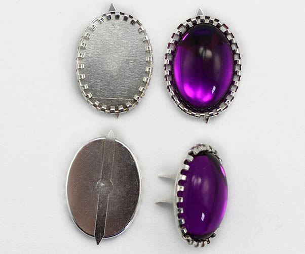 25x18mm Oval Jewel Brads Settings with 2 Prongs - 30 Pieces 25x18mm Oval Jewel Brads Settings with 2 Prongs - 30 Pieces