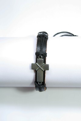 Schönes christliches Lederarmband mit Metallkreuz Кожаный Браслет С Крестом