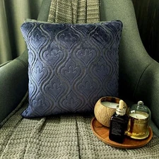 Blue Velvet Geometric Throw Pillow Cover Pillowcase-Velvet Majestic Blue