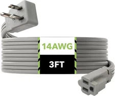 BN-LINK 3ft 14/3 Gray Air Conditioner/Major Appliance Indoor Extension Cord