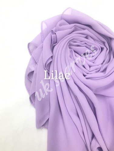 New DUBAI made Premium Plain Chiffon Maxi Hijab Scarf Shawl Head Wrap Sarong - Picture 100 of 102