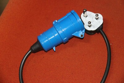 15A Permaplug round pin plug to Female (blue) 16Asocket short adapter ...