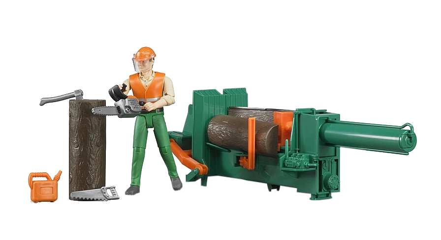 New Bruder Toys Bworld Logging Set w/ tools & Man 62650 - Image 2 of 2
