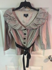 Adrianna Papell Evening essentials gold shimmer texture tie belt jacket 8