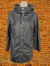 Womens Ilse Jacobsen Size Uk Small Black Longline Zip Raincoat Mac Jacket Hooded