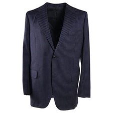  3895 SARTORIA PARTENOPEA Navy-Gray Stripe Lightweight Wool Suit 42 R Eu 52 