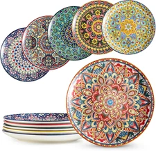 Dinner Plates set of 6,10.5 Inch Large Dessert Salad Plates Pasta,Steak,Snacks
