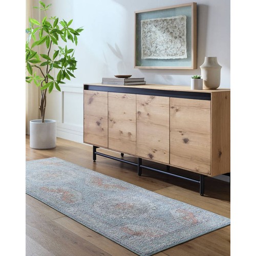 Area Rugs Doria Traditional Light Blue Washable Area Rug - Picture 2 of 13