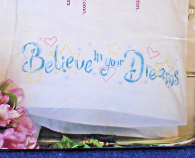 Set 2 Dimensions 73418 Believe in Your Dreams Cross Stitch Stamped Pillowcases