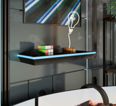 Wandregal Wrotyn mit LED-Beleuchtung Wohnzimmer Hangeregal Wandschrank M24