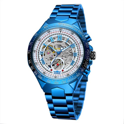 Stainless Steel Watches Men's Watch Luxury Skeleton Mechanical Automatic Gifts - Picture 11 of 36
