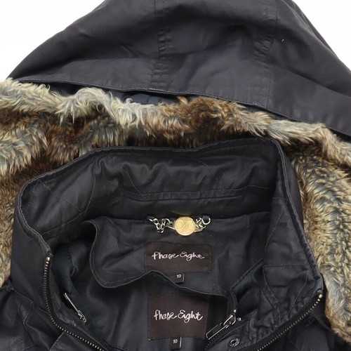 Phase Eight Women's Black Parka Coat Size 10 - Picture 11 of 12