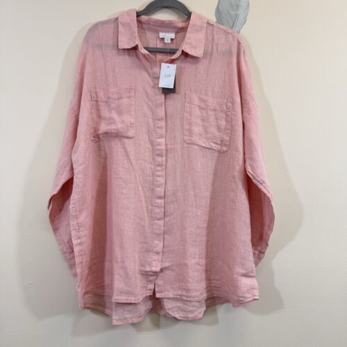 J. JILL Love Linen Women’s 100% Linen Tunic Shirt Size 1X Relaxed Fit New