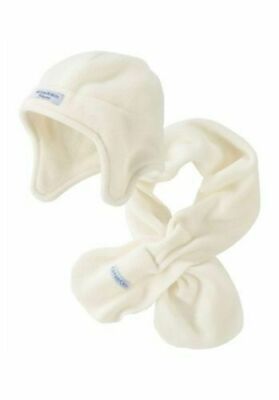 Mütze + Schal von Klitzeklein (Kopfumfang 49-51 cm) Fleece wollweiß