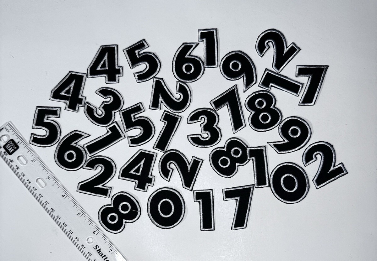 Numbers 1-10 for sportswear ,white black ,height 1.8 inch 11pc