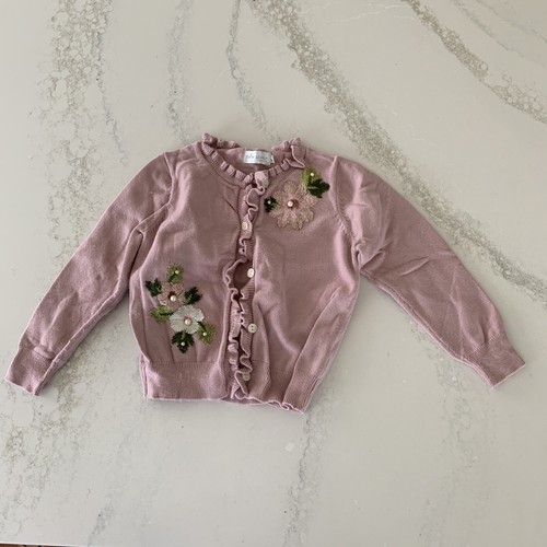 Trish Scully Child Floral Button Front Cardigan Sweater Boutique Girls Sz 5