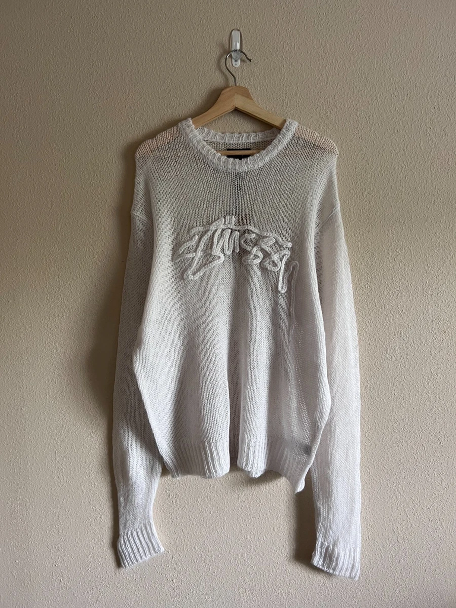 Stussy Loose Knit Logo Sweater - Size XL - Bone White - Brand New