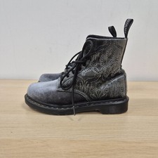 Dr Martens 1460 Brocade Paisley Textured Grey Soft Velvet Grey Shoes Uk 6 Eu 39