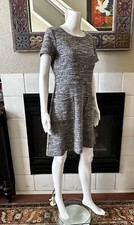 Ann Taylor Loft Gray Knit Blend Sweater Dress With Pockets Cap Sleeves Size 10
