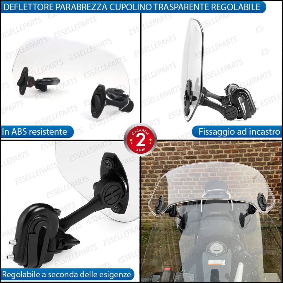 DEFLETTORE PARABREZZA CUPOLINO TRASPARENTE REGOLABILE PER HONDA CH 125 - Immagine 2 di 4