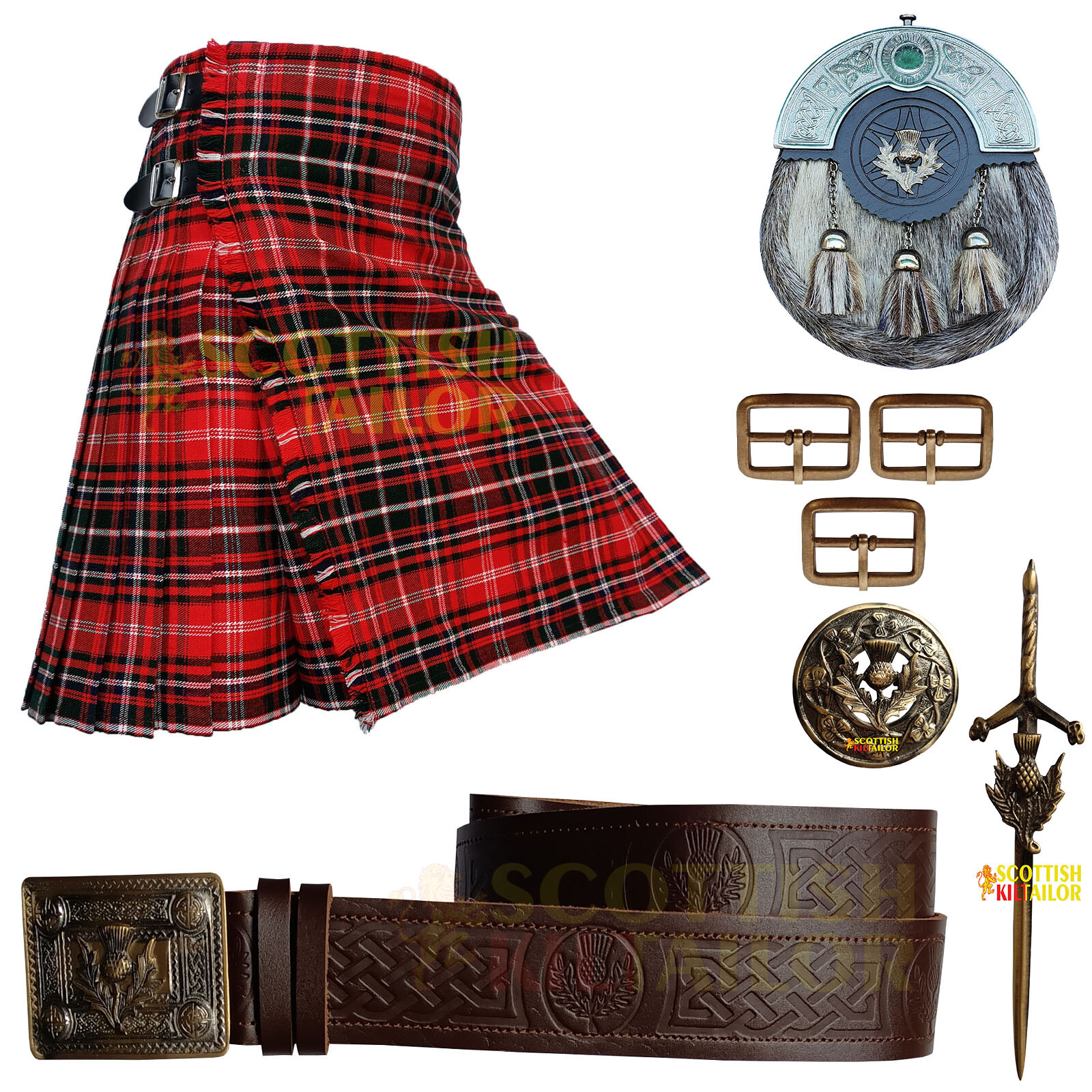 Handmade MacDougall Modern Tartan Kilt Outfit For Men Custom Size Kilt