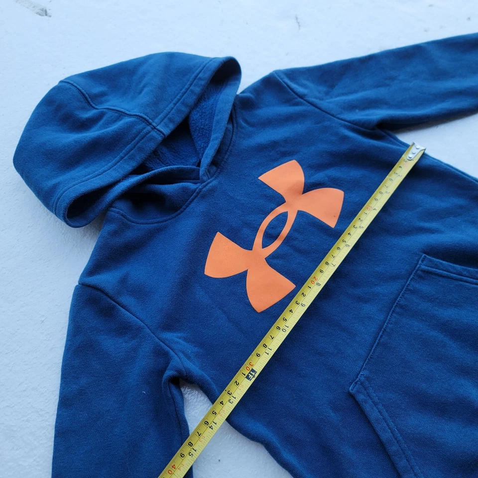 Boys Under Armour Big Logo Pullover Hoodie Blue Orange - Size 6 - Image 4 of 4