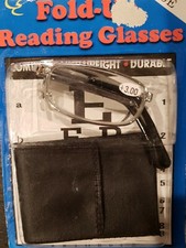Compact Folding Reading Glasses with Carrying Case Black Frame 3.00