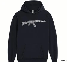 FREEDOM AK-47  TYPOGRAPHY HOODIE KALASHNIKOV  RIFLE 7.62X39MM HOODIE PULLOVER
