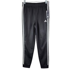 Boys Adidas Regular Fit Track Pants Black  White Stripes Size L 14/16 