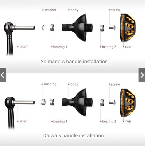 Gomexus A38BKBKSR-G Knob Alu Black Silver 38mm Shimano A , Daiwa S (1489) - Picture 5 of 5