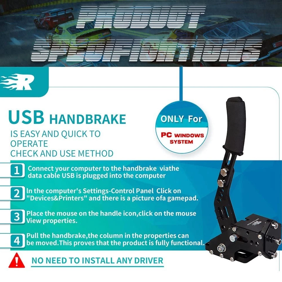Compact USB Handbrake for Racing Games - Adjustable Height - Image 4 of 4