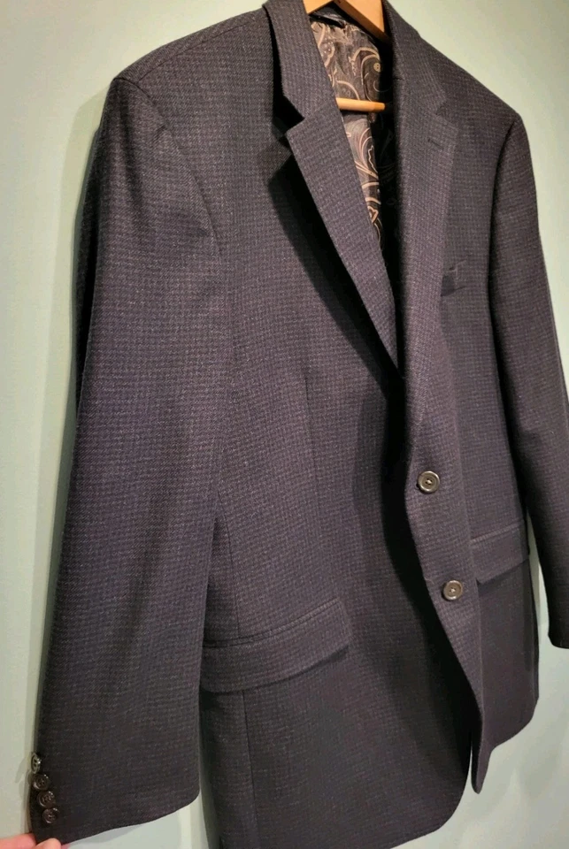 Abrigo deportivo Lauren Ralph Lauren lana cachemir azul marrón cuadros 2 botones talla 42R Foto 3 de 4