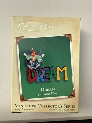 2002 Hallmark Ornament Miniature Dream Paintbox Pixies Set Of 2  MM25