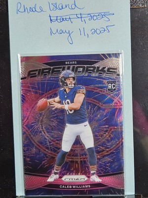 2024 Panini Prizm Football Caleb Williams Silver Fireworks Rookie Card #25.