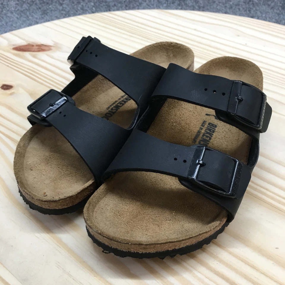 Босоножки Birkenstock молодежные 32 горки Arizona черные кожаные с пряжкой повседневные туфли на плоской подошве - Изображение 3 из 4