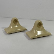 Vintage Ceramic Set Towel Bar Rail Holders Wall Mount Cream Yellow USA M-103