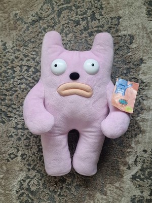 Pastel pink Rex the Runt soft toy plushie from 1999 with tags by Aardman