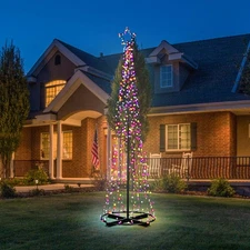 AplusChoice 9 Ft Solar Christmas Cone Tree Light 8 Modes Outdoor Decoration RGBY