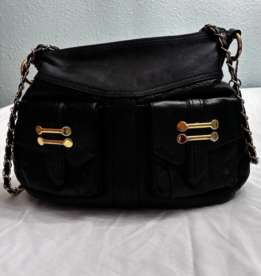 Lauren Ralph Lauren Black Leather Satchel Crossbody Handbag Medium - Image 3 of 4