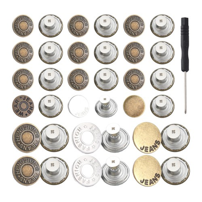 #ad #ad ‌15Pcs Jean Buttons Replacement Kit for Loose Jeans Heavy Duty Metal Snap Bu... $7.77
