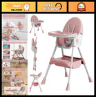 5-in-1 Foldable Baby High Chair, Adjustable Height & Recline, Travel-Friendly, R