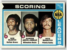 1974-75 Topps NBA Scoring Ldrs Kareem Abdul-Jabbar Pete Maravich #144 HIGH GRADE
