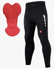 Souke Sports Men's Winter Bike Pants Long 4D Padded Fleece Cycling Tights, Small