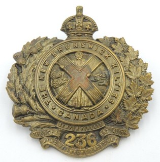 WW1 World War One Canadian 236th CEF Glengarry Badge New Brunswick Kilties