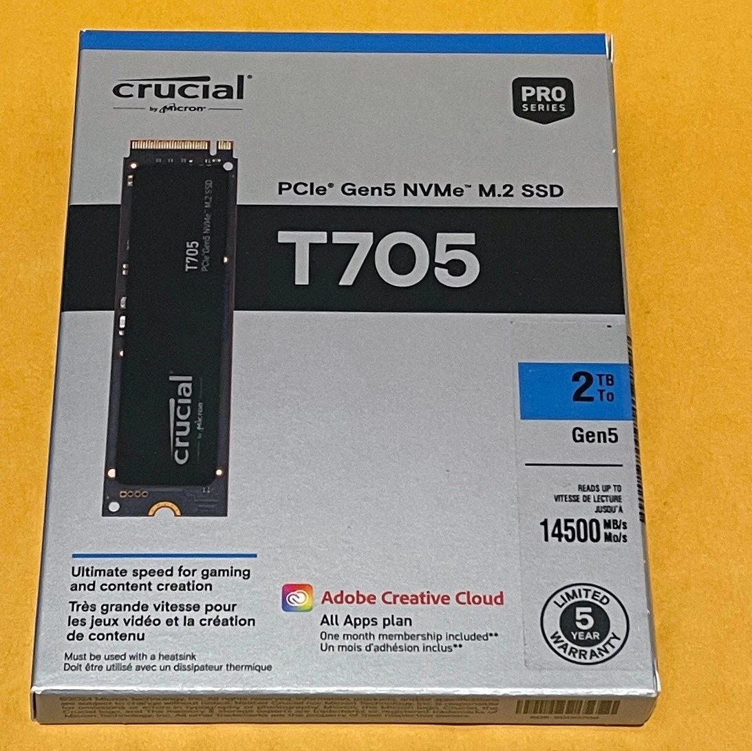 SSD Crucial T705 2TB PCIe Gen5 x4 NVMe 14.500MB/s TLC M.2 2280 (CT200T705SSD3)