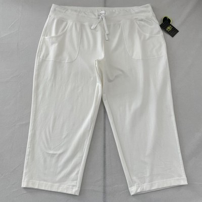NWD Athletic Works Capri Pants White Pull On Drawstring Pockets Women Size XXL